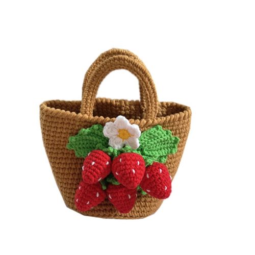 手工毛线diy钩针编织玩偶 儿童礼物 草莓手提包材料包斜挎包视频